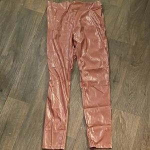 Brown Faux Leather Leggings